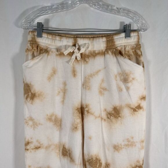 Jane Delancey Sweatpants Women's Medium White Yellow Pull On Drawstring Pockets - Picture 2 of 8